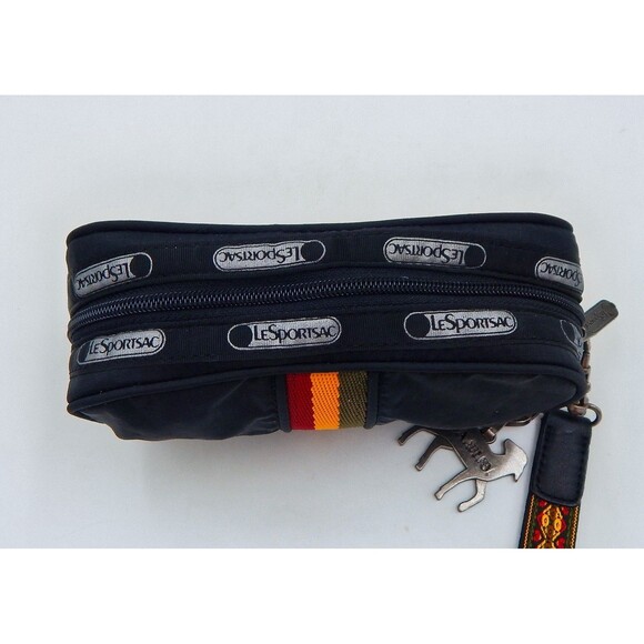 L.A.M.B. LeSportsac Black Rasta Stripe Makeup Bag Gwen Stefani Leopard - Picture 3 of 11